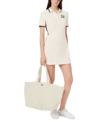 LACOSTE USA - Women's Short-Sleeve Side-Stripe Polo Dress
