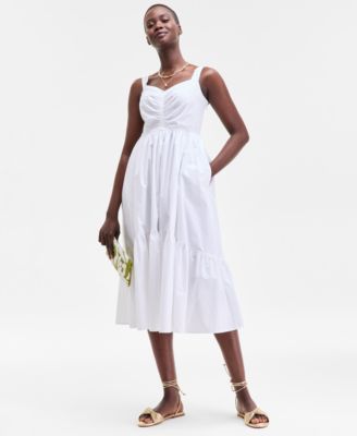 On 34th - Women's Cotton Poplin Shirred Midi Dress