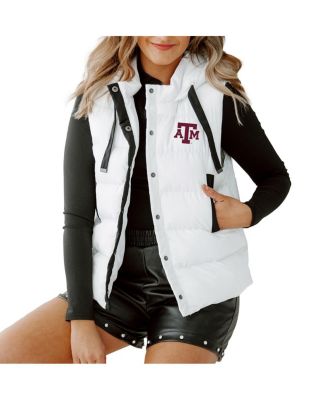 Gameday Couture - Women's White Texas A&M Aggies&nbsp;Hooded Full-Snap Puffer Vest