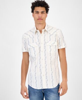Sun + Stone - Men's Alden Short Sleeve Western Style Snap-Front Shirt