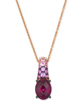 Le Vian - Raspberry Rhodolite&reg; (2-1/4 ct. t.w.), Pink Sapphire Ombr&eacute; (1/3 ct. t.w.) & White Sapphire (1/20 ct. t.w.) Pendant Necklace in 14k Rose Gold, 20"