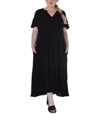 Raviya - Plus Size Short-Sleeve Textured Cover-Up Dress
