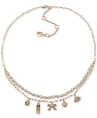 Clueless - Gold-Tone Crystal Charm & Imitation Pearl Beaded Layered Statement Necklace, 16" + 3" extender