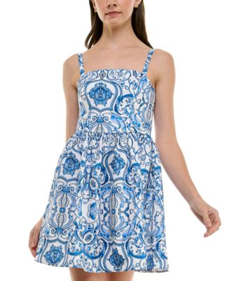 BCX - Juniors' Sleeveless Square-Neck Fit & Flare Dress