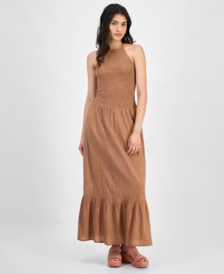 And Now This - Women's Cotton Smocked Halter Maxi Dress
