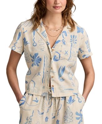 Lucky Brand - Women's Printed Linen-Blend Camp Shirt