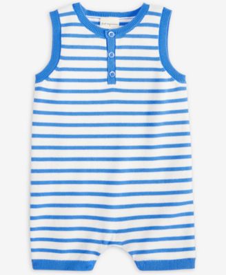 First Impressions - Baby Seaside Striped Cotton Romper
