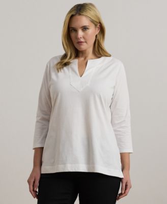Lauren Ralph Lauren - Plus Size Split-Neck Tunic