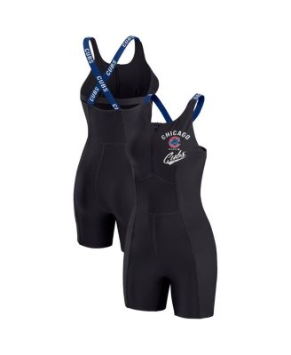WEAR by Erin Andrews - Women's Black Chicago Cubs Bodycon Quarter-Zip Romper