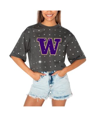 Gameday Couture - Women's Gray Washington Huskies Go Time Rhinestone Crop T-Shirt