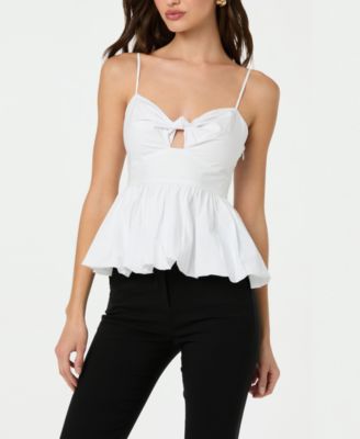 ASTR the Label - Women's Twist-Front Bubble-Hem Top
