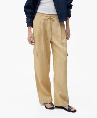 MANGO - Women's Linen Cargo Trousers