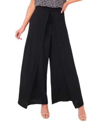 CeCe - Women's High-Rise Side-Overlap Self-Tie Pants