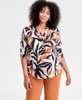 I.N.C. International Concepts - Plus Size Printed V-Neck Top