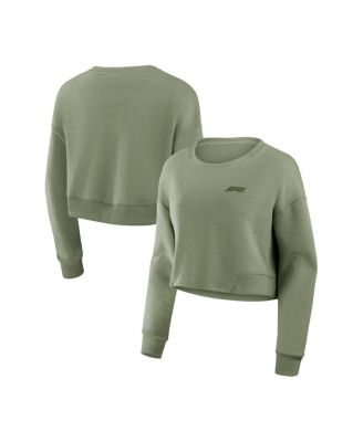 Formula 1 - Women's Olive Studio Future Ground Subtle Tonal Tri-Blend Cropped Pullover Sweatshirt