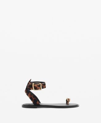 MANGO - Women's Animal Print Leather Sandals