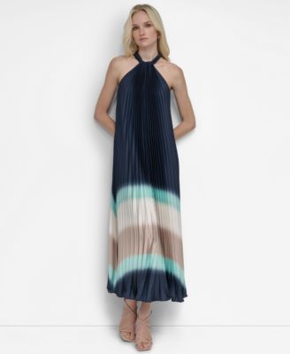 DKNY - Women's Halter Sunray-Pleated Ombr&eacute; Dress