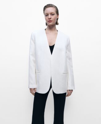 MANGO - Women's Lyocell and Linen-Blend Jacket
