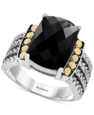 EFFY Collection - Onyx (14 x 10mm) Statement Ring in Sterling Silver and 18k Gold