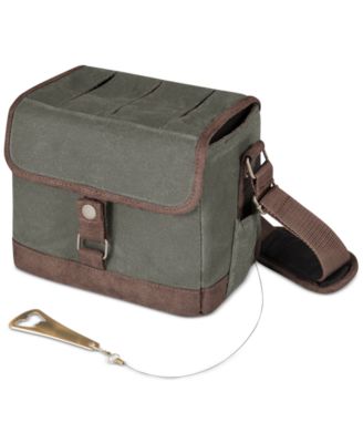 Picnic Time - Beer Caddy Khaki Green & Brown Cooler Tote with Opener