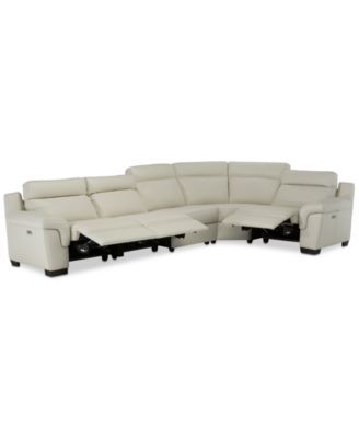 Furniture - Julius II 5-Pc. Leather Sectional Sofa With 3 Power Recliners, Power Headrests & USB Power Outlet