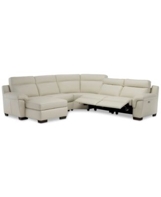Furniture - Julius II 5-Pc. Leather Sectional Sofa With 2 Power Recliners, Power Headrests, Chaise & USB Power Outlet