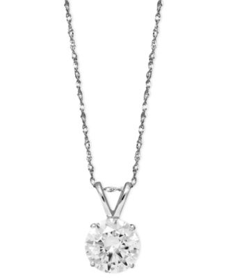 Arabella - 14k White Gold Necklace, Cubic Zirconia Round Pendant (2-1/6 ct. t.w.)