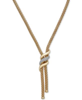 Macy's - Diamond Swirl Lariat Necklace (1/3 ct. t.w.) in 14k Gold Vermeil Sterling Silver, 20" + 3" extender