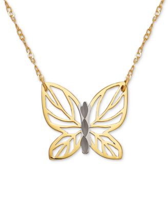 Italian Gold - Butterfly 17" Pendant Necklace in 10k Gold