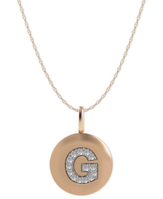 Macy's - 14k Rose Gold Necklace, Diamond Accent Letter G Disk Pendant