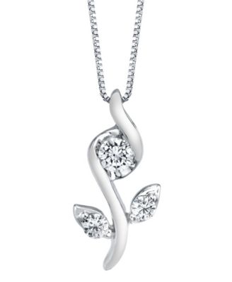 Sirena - 1/0 ct. t.w.Diamond Rose Pendant in 14k White, Yellow or Rose Gold