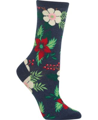 Hot Sox - Women's Christmas Poinsettia Floral Crew Socks