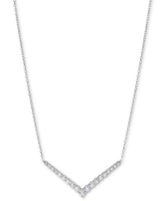 Macy's - Diamond Chevron Statement Necklace (2 ct. t.w.) in 14k White Gold, 16" + 2" extender