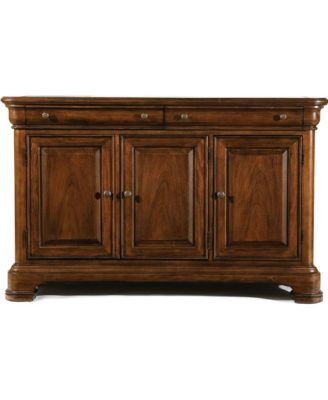Furniture - Evolution 2 Drawer 3 Door Credenza with Marble Top in Rich Auburn Finish Wood