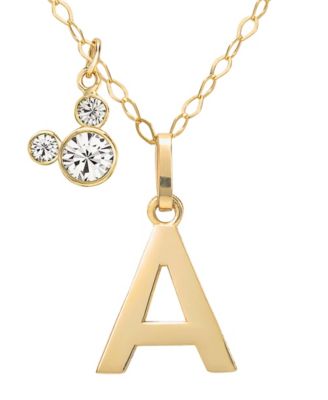 Disney - Mickey Mouse Initial 18" Pendant Necklace with Cubic Zirconia in 14k Yellow Gold