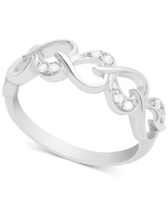Macy's - Diamond Heart Chain Ring (1/10 ct. t.w.) in Sterling Silver
