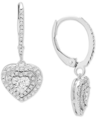 Macy's - Diamond Heart Drop Earrings (1/2 ct. t.w.)