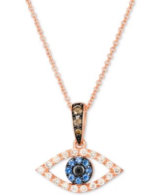 Le Vian - Blueberry Sapphire™ (1/20 ct. t.w.) & Diamond (1/5 ct. t.w.) Evil Eye 18" Pendant Necklace in Rose Gold