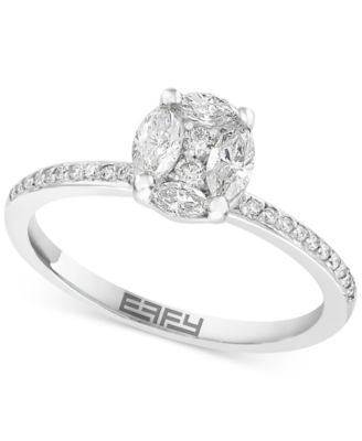 EFFY Collection - Diamond Marquise & Round Cluster Engagement Ring (3/8 ct. t.w.) in 14k Gold