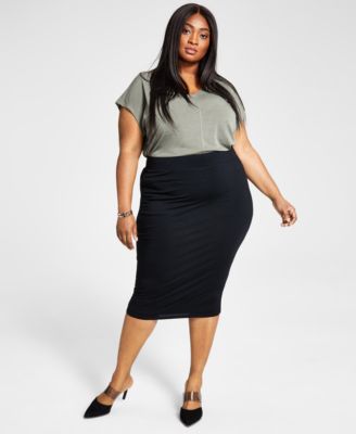 Bar III - Trendy Plus Size Jersey Midi Skirt