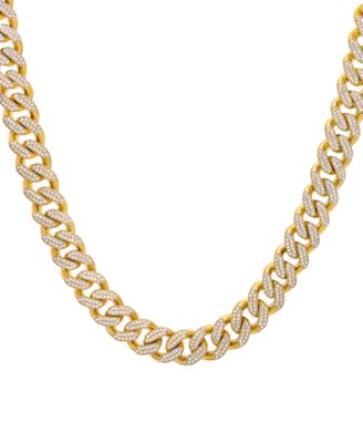 Macy's - Men's Cubic Zirconia Curb Link 24" Chain Necklace in 24k Gold-Plated Sterling Silver