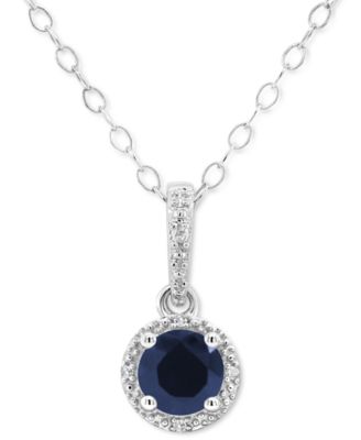 Macy's - Emerald (1/2 ct. t.w.) & Diamond Accent Solitaire 18" Pendant Necklace in Sterling Silver (Also in Ruby & Sapphire)