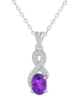 Macy's - Amethyst (3/4 ct. t.w.) & White Topaz (1/7 ct. t.w.) Looped 18" Pendant Necklace in Sterling Silver (Also in Citrine, Rhodolite Garnet, Peridot, & Blue Topaz)