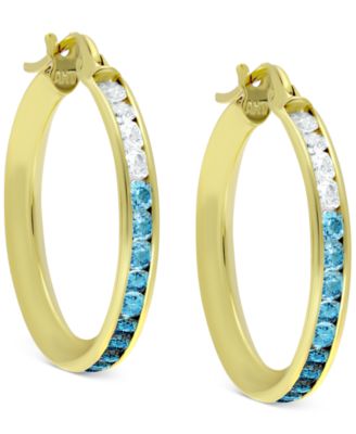 Giani Bernini - Cubic Zirconia Blue Ombr&eacute; Small Hoop Earrings, 0.79"