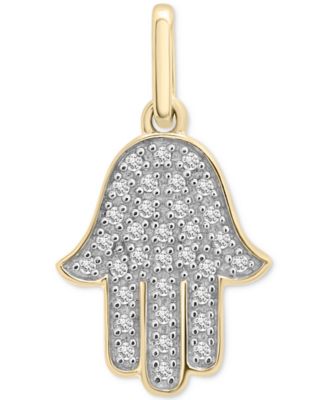 Wrapped - Diamond Hamsa Hand Charm Pendant (1/20 ct. t.w.) in 10k Gold
