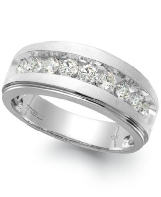 Macy's - Men's Nine-Stone Diamond Ring in 10k White Gold (1/4 ct. t.w.)