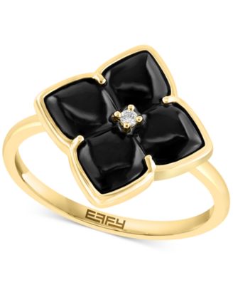 EFFY Collection - Onyx & Diamond Accent Flower Ring in 14k Gold