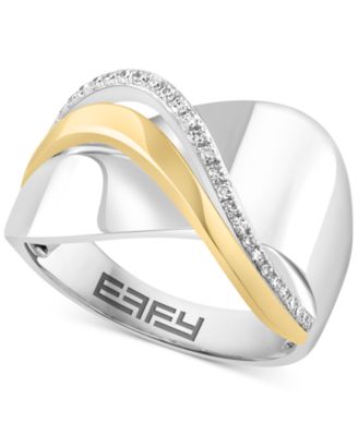 EFFY Collection - Diamond Crossover Statement Ring (1/10 ct. t.w.) in Sterling Silver & 14k Gold-Plate