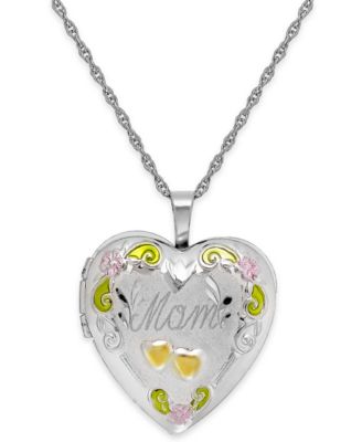 Macy's - Mom Painted Heart Locket in Sterling Silver