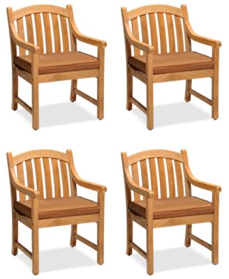 Furniture - Set of 4 Bristol Teak Outdoor Dining Chairs